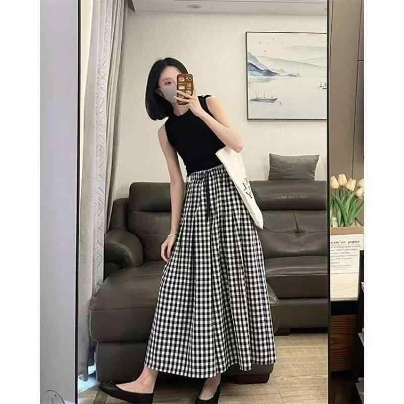 パンツ レディース 春夏 チェック柄 ワイドレッグパンツ スカンツ 9分丈 高見え ゆったり 楽ちん 普段使い 薄手 ポリエステル 格子柄 M L XL 2XL 3XL 4XL