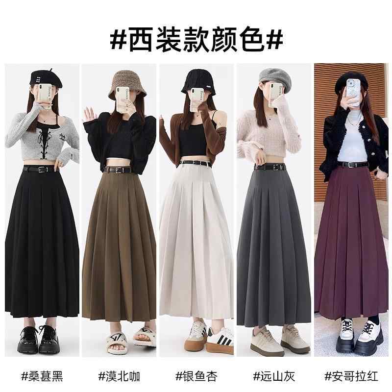 スカート レディース Aライン 百褶スカート ロング丈 灰色 グレー ポリエステル ウエストゴム ファスナ..