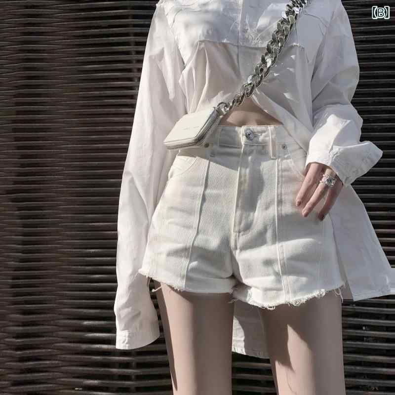 デニムパンツ レディース 高腰 切り替え 伸縮性 ダメージ加工 ジーンズ ジーパン ブルー ホワイト デニム 綿95%以上 3