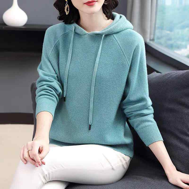 ニット レディース パーカー 秋冬 長袖 プルオーバー トップス ゆったり 部屋着 普段使い 粘胶纤维 厚..