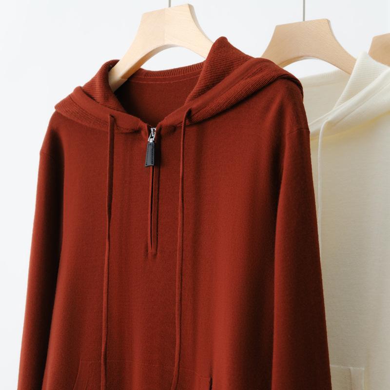 ニット レディース 秋冬 ポケット 抽绳 連帽 羊毛 セーター トップス ゆったり 長袖 プルオーバー ニッ..