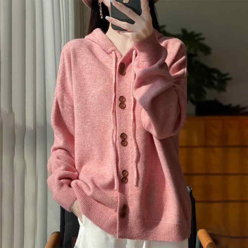 ニットカーディガン レディース 秋冬 韓国風 ゆるかわ 连帽 厚手 ニット トップス 羽織りもの アウター..