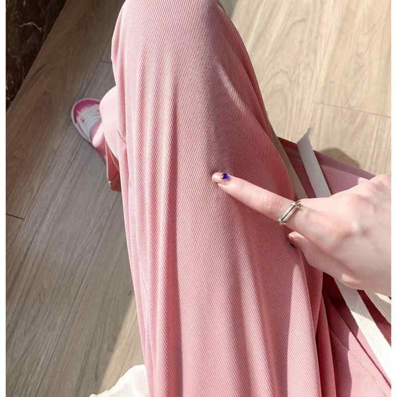 パンツ レディース 接触冷感 ワイドパンツ ストレートパンツ ポリエステル 無地 薄手 伸縮性 カジュア..