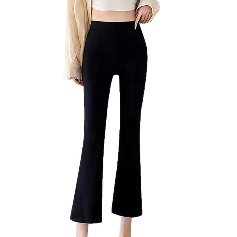 ・素材: ポリエステル、ポリウレタン・パンツ丈: 七分丈・スタイル: フレアパンツ・厚さ: 薄手・機能: シェイプアップ・柄: 無地・流行の要素: ベルト・色: ブラック、ホワイト、グレー、ネイビー、ブラウン・サイズ: S, M, L, XL, XXL・フィット感: スリム・パンツタイプ: ルーズ