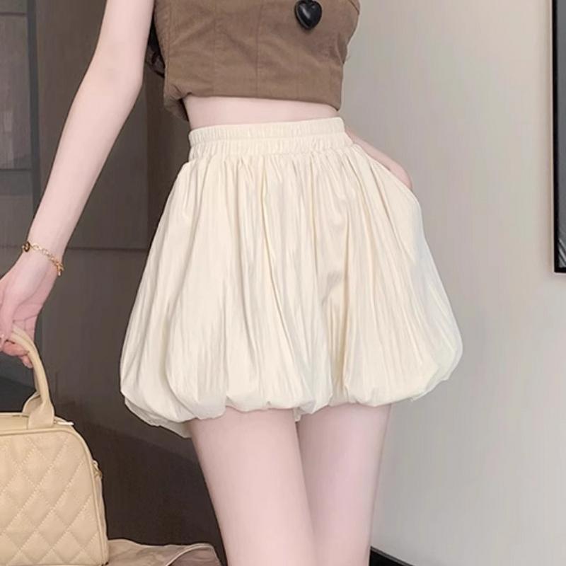 スカート レディース キュロット 春夏 Aライン ゆったり かわいい カジュアル 雪ニール 3分丈 ショートパンツ 部屋着 ルームウェア 普段使い 杏色 ホワイト ブラック