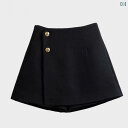 パンツ レディース 春秋 高見え 高腰 ワイドレッグ Aライン キュロットスカート 茶色系 黒色系