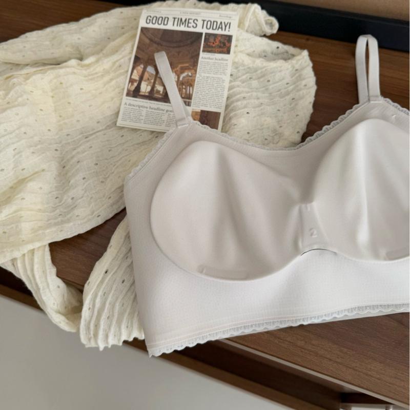 ブラジャー レディース 春夏 レース チューブトップ ずれ落ち防止 ノンワイヤー 3/4カップ 薄手 パッド..