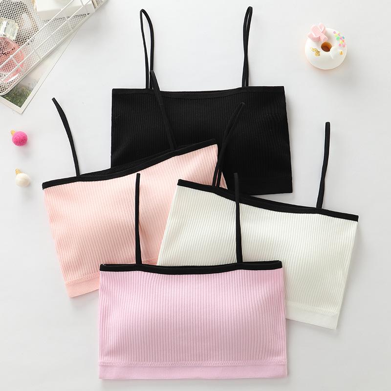 ブラジャー スリップ キャミソール ガールズ ジュニア キッズ インナー チューブトップ 下着 コットン 綿 ノンワイヤー 無地 通気性 春夏