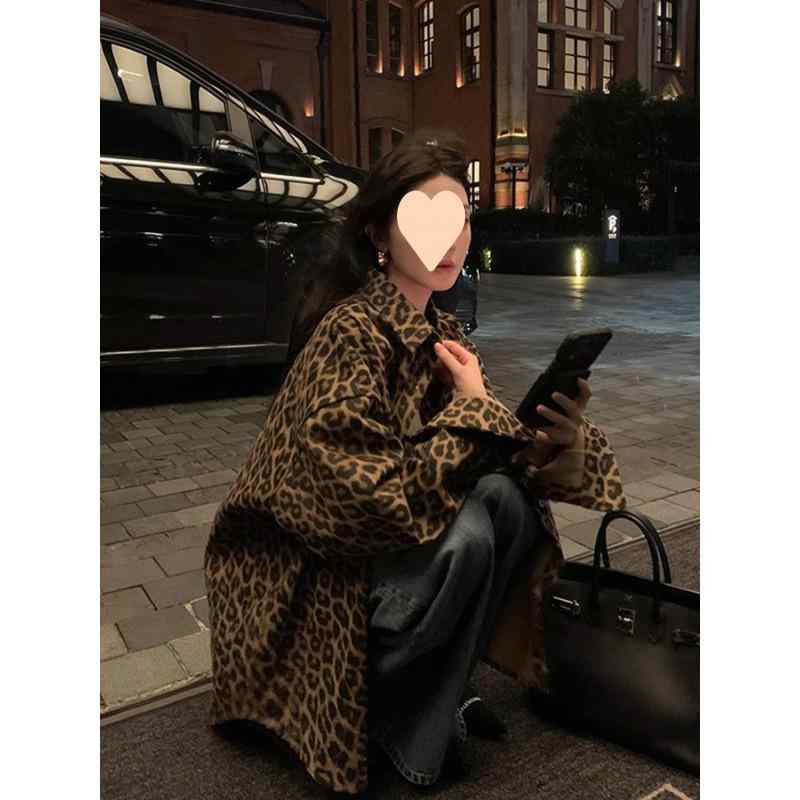 ジャケット レディース 春秋物 古着風 ヒョウ柄 アウター カジュアル ゆったりサイズ 綿100% 長袖