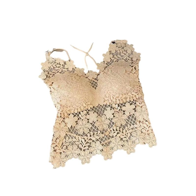 キャミソール レディース レース ポリエステル 夏 背中見せ カップ付き インナー ずれ防止 セクシー ラ..