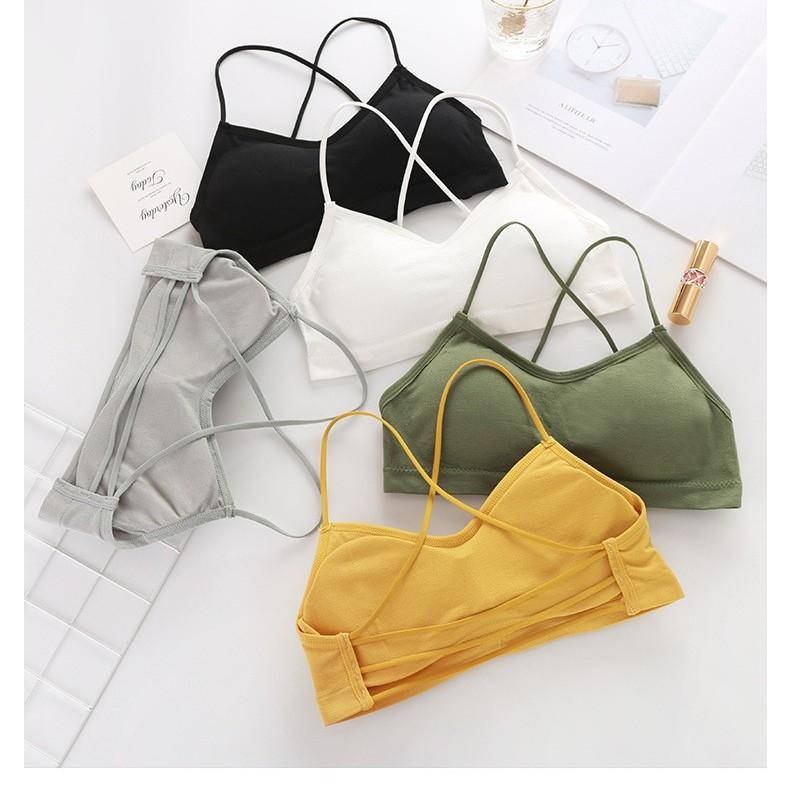 Underwear, Sleepwear - ブラジャー レディース クロスストラップ チューブトップ 大胆な背中開き カップ取り外し可能 インナーウェア ブラック ホワイト イエロー グリーン グレー