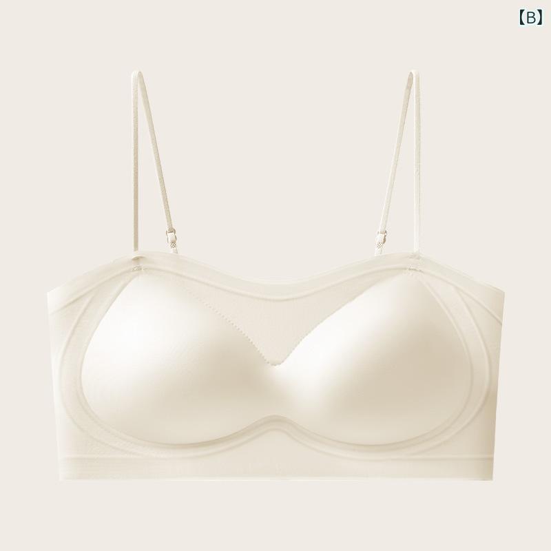 ブラジャー レディース 超薄型 接触冷感 3cm厚パッド ずれにくい ストラップレス ...
