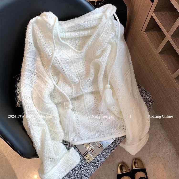 ニット レディース カーディガン 秋冬 Vネック 長袖 プルオーバー トップス 白 接触冷感 ゆったり かわいい 韓国風 きれいめ