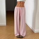 パンツ レディース 婦人服 伸縮性 ポリエステル ニット ゆるふわ ウエストゴム ズボン ボトムス ピンク系 春
