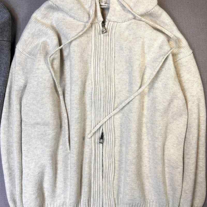 ニット レディース 灰色 カーディガン パーカー トップス プルオーバー 部屋着 韓国風 ゆったり 羽織もの ポリエステル アクリル 秋冬