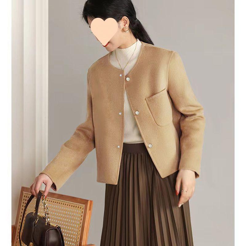 ジャケット レディース 春秋 カーディガン ショート丈 丸首 ゆったり ポリエステル ミルキーホワイト アップルグリーン カーキ ブラック ウォームブラウン