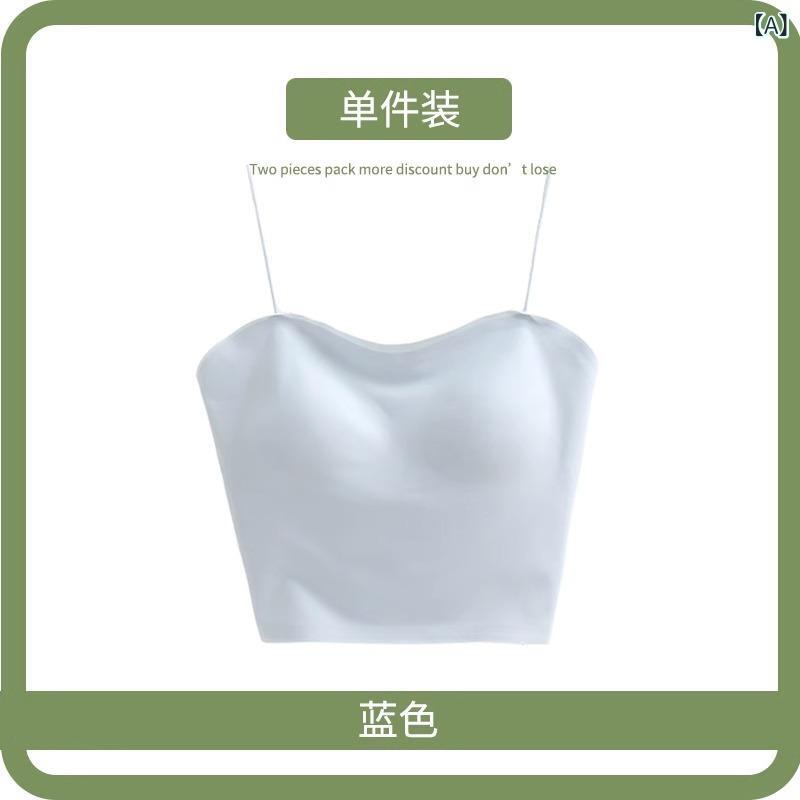 ブラジャー レディース チューブトップ インナー キャミソール 背中見せ コットン 夏 ノンワイヤー シームレス 無地 通気性 吸汗性 M L 白 黒 緑 ベージュ 水色