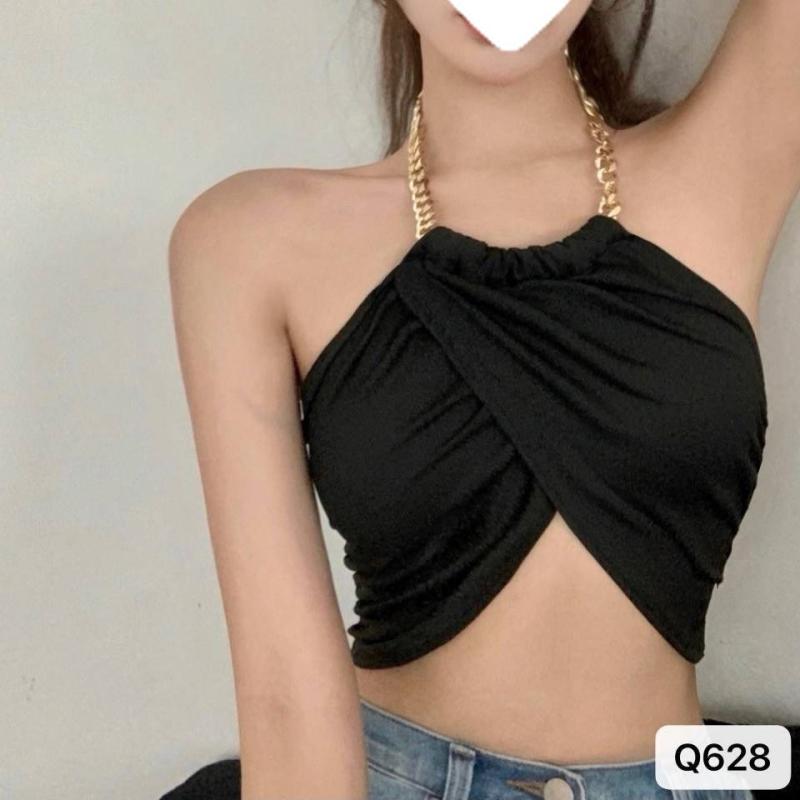 キャミソール レディース デザイン タンク クロップド丈 セクシー へそ出し 肌見せ バックシャン ホルターネック トップス ノースリーブ カットソー ブラック ホワイト ベージュ ピンク系(4.0)