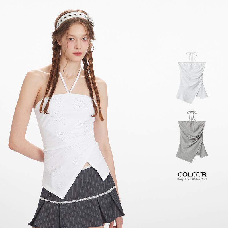 キャミソール レディース チューブトップ ノースリーブ トップス ビスコース 接触冷感 スリムフィット ショート丈 ホワイト 花柄 春夏