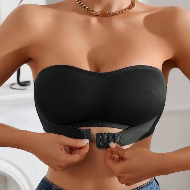 ブラジャー レディース チューブトップ ストラップレス ノンワイヤー ズレ防止 3/4カップ ギャザー 超薄型 モールドカップ ブラック ホワイト ベージュ S M L XL 春夏 秋冬