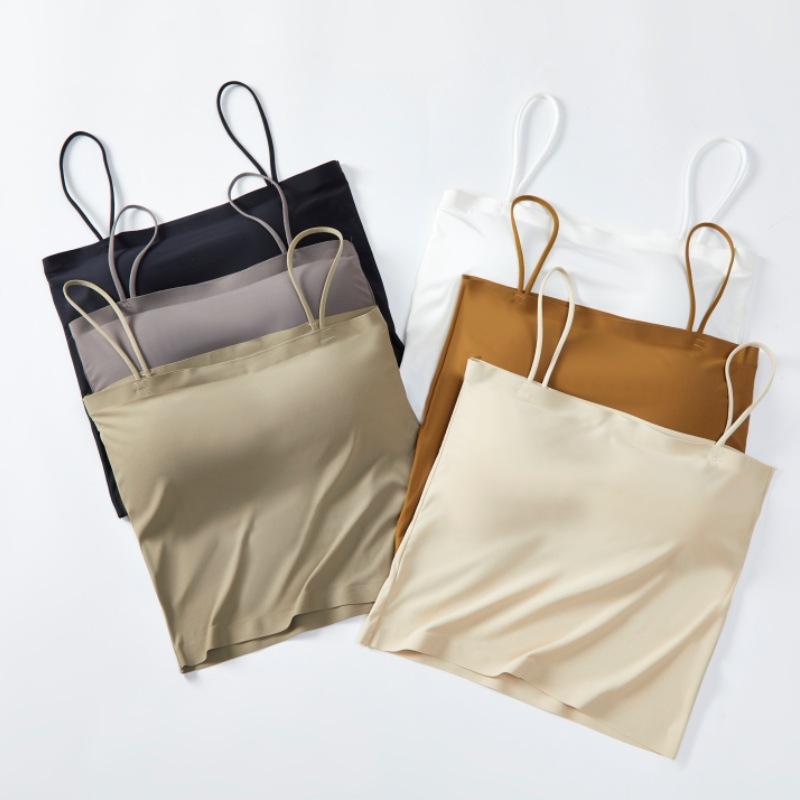 キャミソール レディース 接触冷感 カップ付き ブラトップ インナー チューブトップ 肌着 美背 無地 薄..