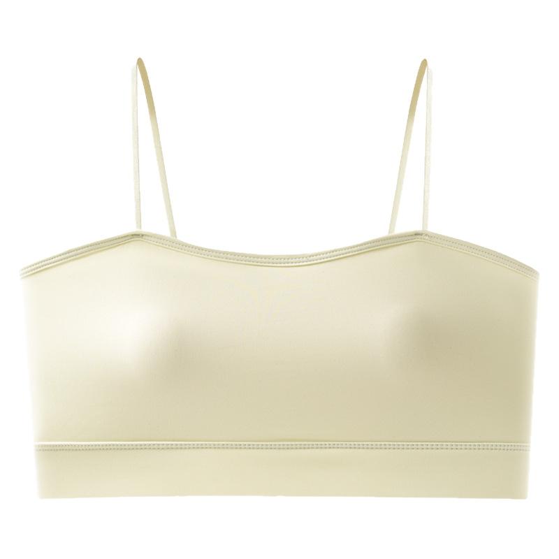 ブラジャー レディース インナー 接触冷感 ノンワイヤー カップ付き チューブトップ バッククロス 見せブラ 無地 春夏 ホワイト ブラック グリーン ベージュ