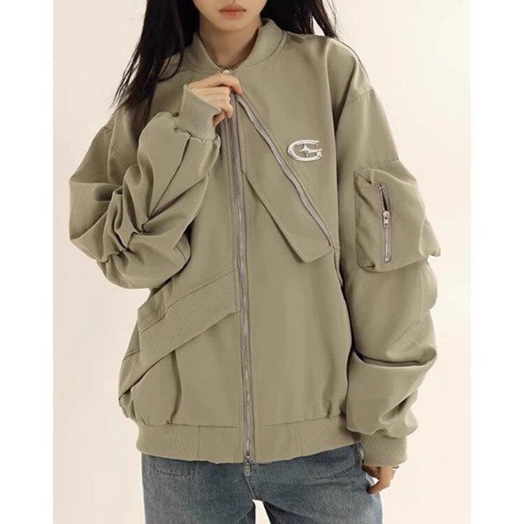 ジャケット レディース アウター 綿入り ブルゾン ワークジャケット スタジャン風 カジュアル 普段使い..