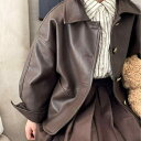 子供用セットアップ レザー風ジャケット 長袖シャツ プリーツスカート 3点セット 春秋 女の子 ガールズ モード かわいい 韓国風 普段着 おしゃれ着 90 1...