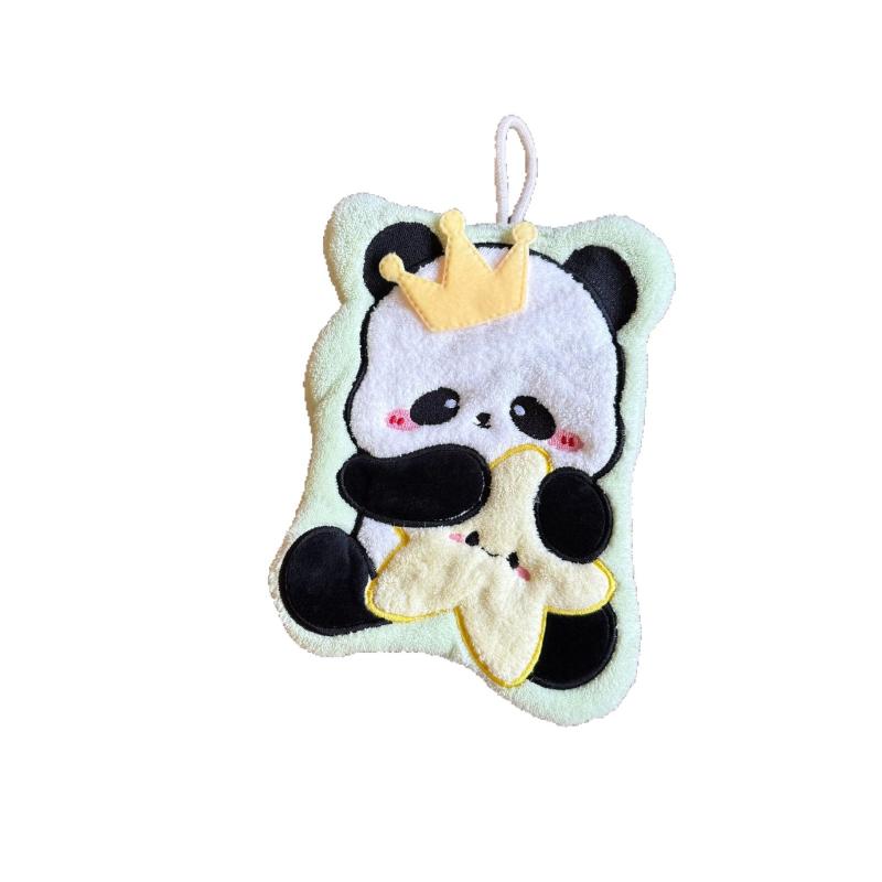 핸드 타월 귀여운 곰 고양이 무늬 산호 카펫 유연한 흡수 가후 소형 가용 닦아 별구 무늬 월료 무늬 왕관 무늬 칼라 바리에이션 경량 속건 일상 사용 키친 욕실 선물 방향 통년 사용