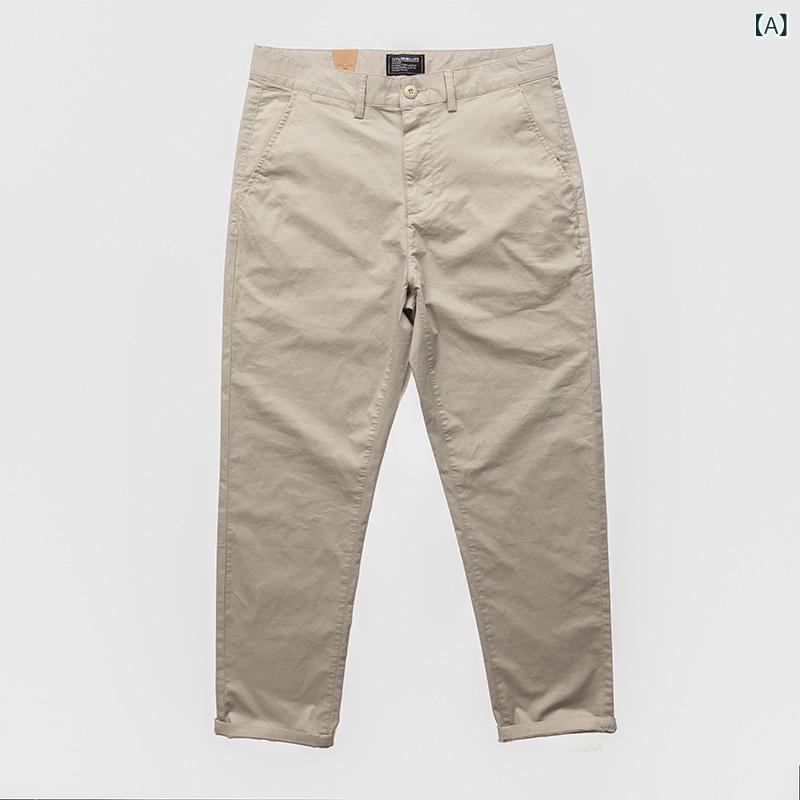 パンツ メンズ ズボン カーキ色 ワイドレッグパンツ ストレートパンツ 薄手 伸縮性 スポーツ 普段使い 2