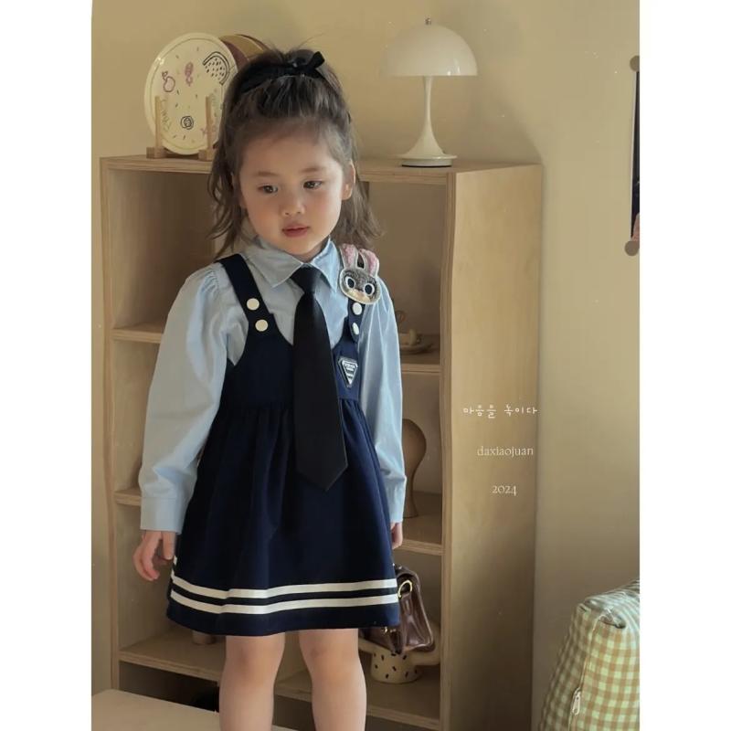 ワンピース 子供 女の子 キッズ Aライン ジャンパースカート セットアップ 学院風 プリンセス 膝丈 発..