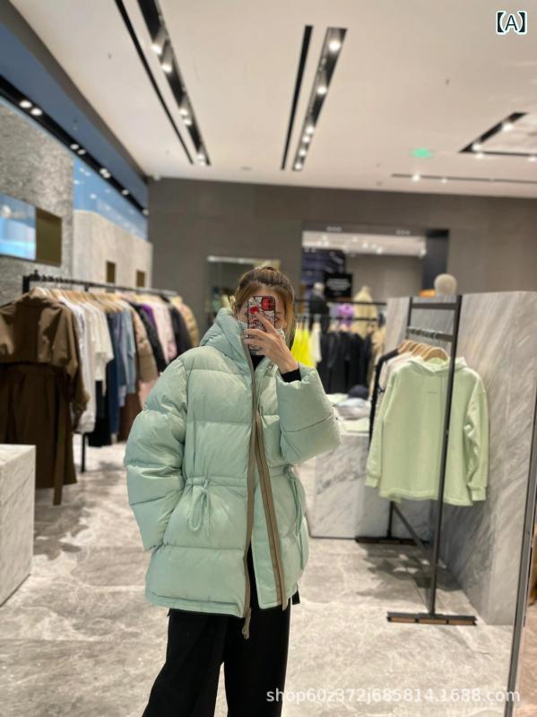 ダウンジャケット レディース 北欧風 中綿入り アウター 秋冬 ミドル丈 フード付き 粘胶纤维 ブラック グリーン カーキ