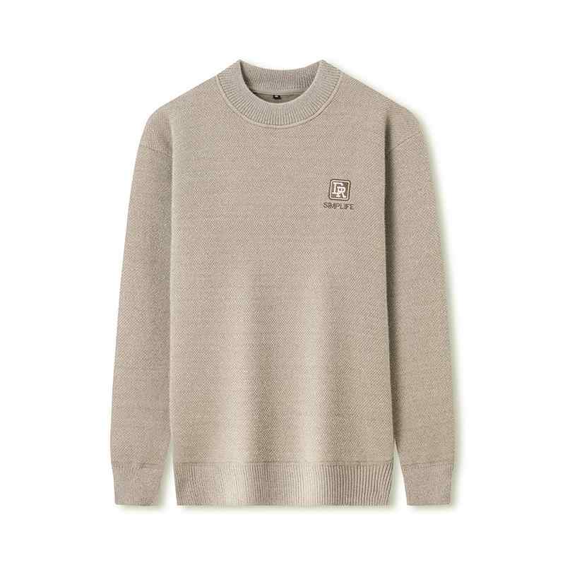 ニット メンズ 裏起毛 トレーナー シェニール 刺繡 リブ袖口 クルーネック プルオーバー トップス 普段..