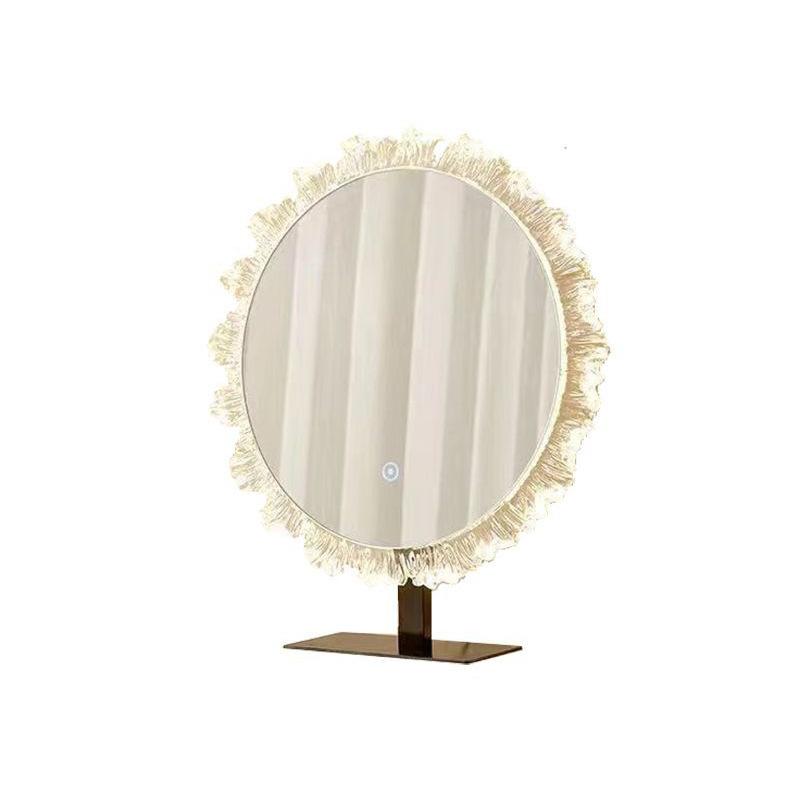 卓上ミラー レディース 卓上 化粧鏡 ライト付き タッチスクリーン 三色調光 ledミラー メイクミラー 角..