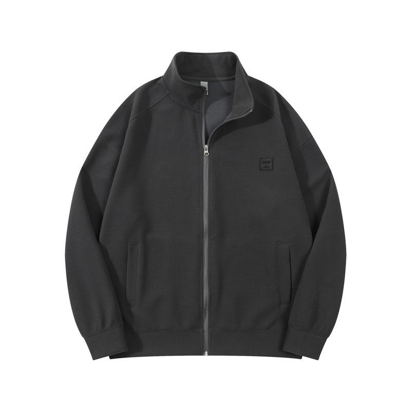 Knit Sweater - スウェット メンズ ライトアウター ニット スタンドカラー ジップアップ カーディガン ジャケット 330g ポリエステル 格子柄 春秋 普段使い ルームウェア 部屋着