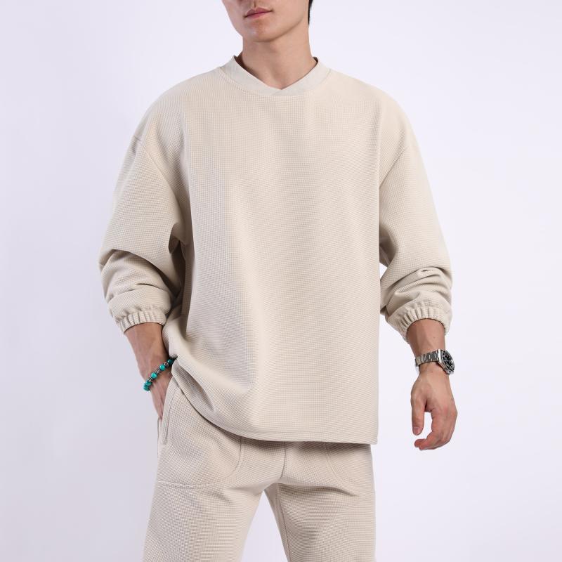 ニット メンズ ニットプルオーバー 秋冬 長袖 丸首 暖かい ポリエステル 混紡 カジュアル 普段使い トップス ブラック アプリコット