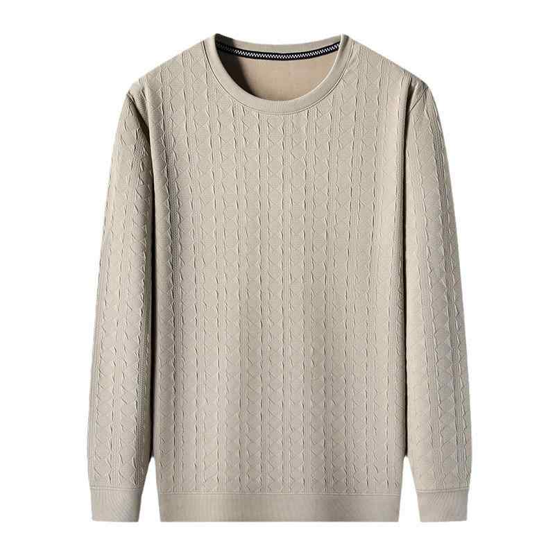 トレーナー メンズ 男性用 トップス プルオーバー 長袖 丸首 無地 ジャカード織 リラックスフィット ゆったりサイズ 普段使い 秋色 4XLサイズ ポリエステル