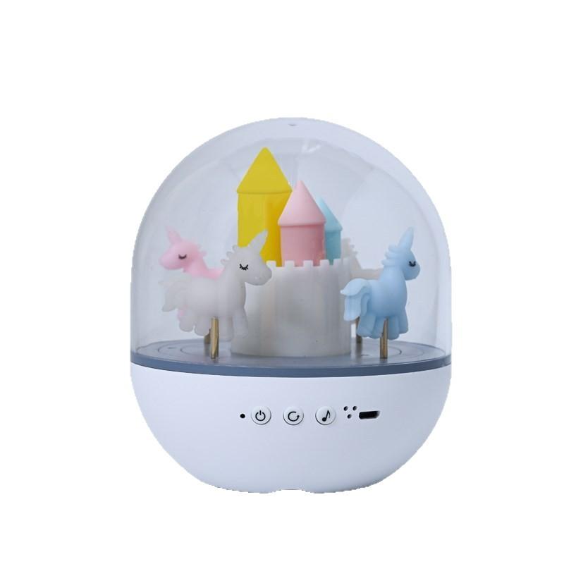 ナイトライト 子供用 七色 LED 回転木馬 オルゴール リモコン付き Bluetooth 充電式 授乳灯 常夜灯 誕生日 ギフト ABS樹脂製
