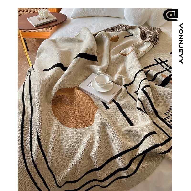 ブランケット ニット ブランケット ひざ掛け ショール 幾何学模様 アクリル あったか 北欧風 オフィス お昼寝 四季 通年 70 100cm 130 ..