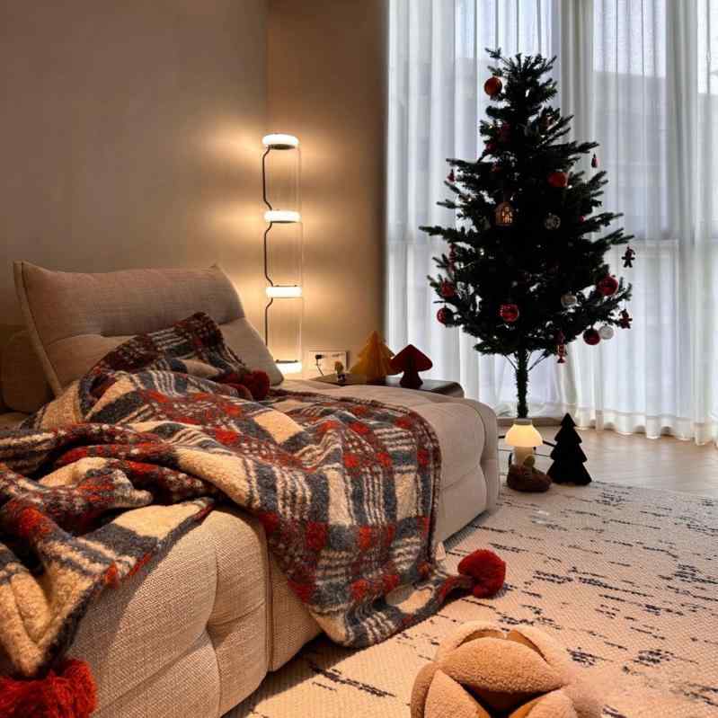 ブランケット 北欧 韓国風 高級感 幾何学模様 ポリエステル製 ひざ掛け 肩掛け 寝具 ソファカバー ベッドスプレッド 琥珀ブルー