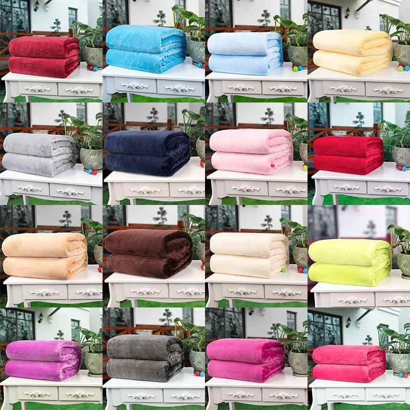 毛布 ブランケット 厚手 フランネル ポリエステル 無地 ひざ掛け 肩掛け オフィス 昼寝 ヨガ 秋冬 ピンク系