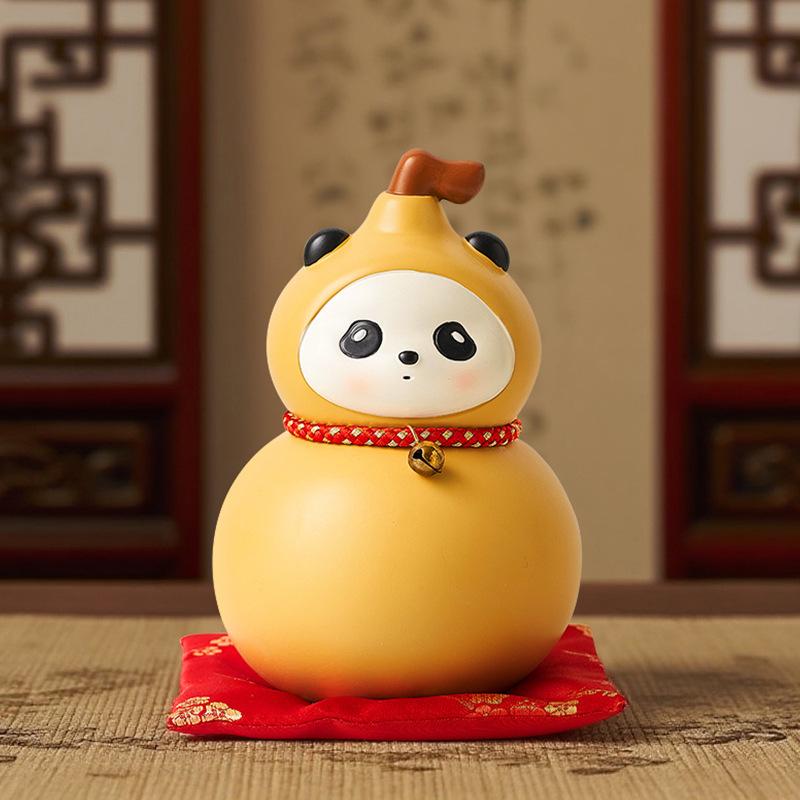 Rakuten - 置物 縁起物 パンダ 瓢箪 かわいい 樹脂製 デスク オフィス リビング 玄関 卓上 飾り物