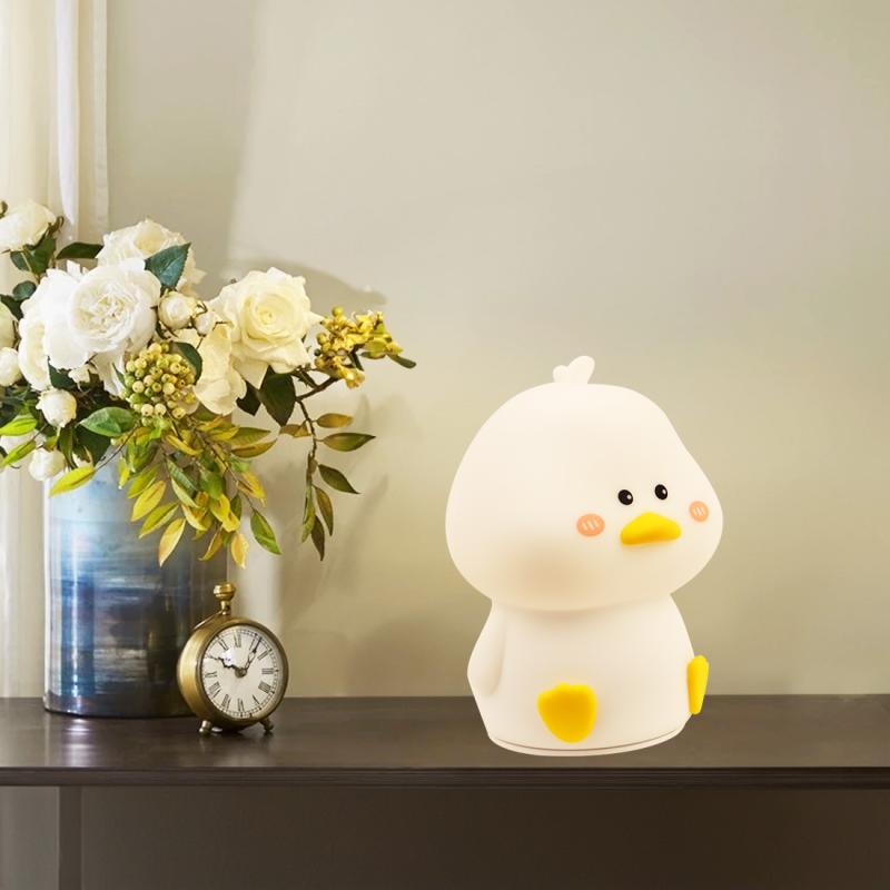 小夜灯 かわいい アヒル型 シリコン製 タッチセンサー式 USB充電式 リモコン付き ベッドサイドランプ ..