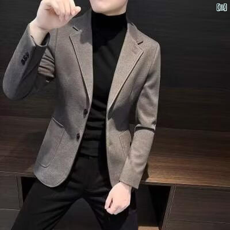 スーツ メンズ 男性用 スリムフィット テーラードジャケット 秋冬 カジュアル ビジネス 日常着 ブラック グレー ブラウン系