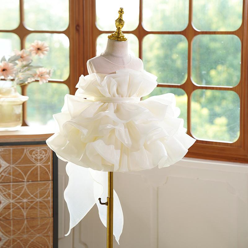 子供用ドレス 花柄 女の子 フォーマル ピアノ 発表会 結婚式 誕生日 プリンセス ベージュ 80cm 90cm 100cm 110cm 120cm 130cm 140cm 150cm 160cm