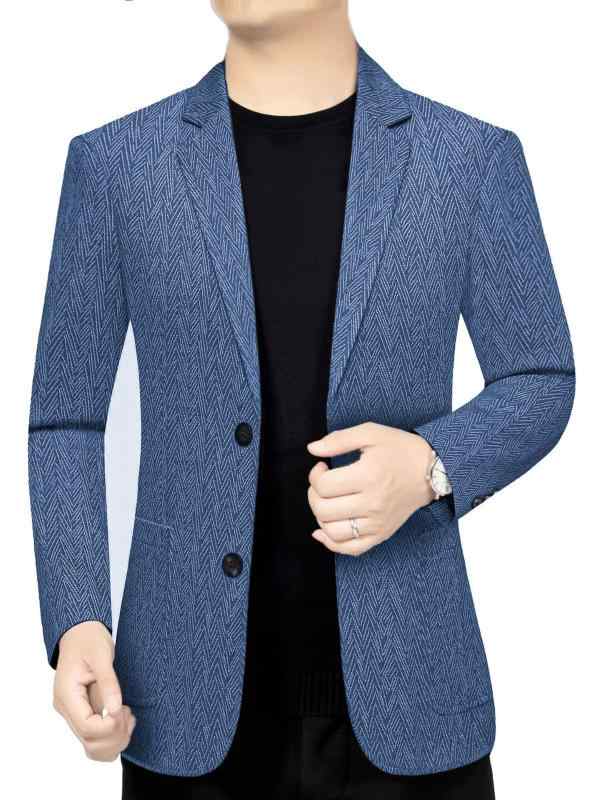 ・素材機能: 透湿、防風、イージーケア・対象: ビジネスマン（35歳以上）・シルエット: ストレート・襟の形: スーツ襟・フロント: シングル2つボタン・スタイル: 通勤・柄: 配色・生地: 化学繊維混紡・主素材: ポリエステル100%・裏地: ポリエステル・適用場所: デイリーユース・ベント: なし・対象者: ミドルエイジ・ディテール: ボタン装飾・着丈: レギュラー・袖丈: 長袖・ポケット: 立体パッチポケット・カラー: ブルー、ピクルスカラー、グレー、コーヒーカラー・サイズ: M（50-60kg）、L（60-70kg）、XL（67.5-77.5kg）、XXL（77.5-87.5kg）、3XL（87.5-95kg）、4XL（95-102.5kg）・裾のデザイン: ラウンドヘム・対象年齢: 成人・性別: 男性・カテゴリ: カジュアルスーツ