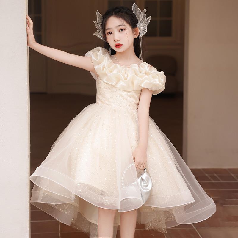 子供用ドレス ピアノ 発表会 結婚式 パーティー フォーマル 女の子 シャンパンゴー...