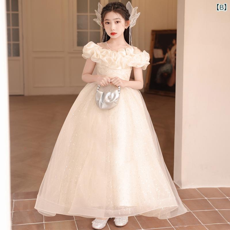 子供用ドレス ピアノ 発表会 結婚式 パーティー フォーマル 女の子 シャンパンゴー...