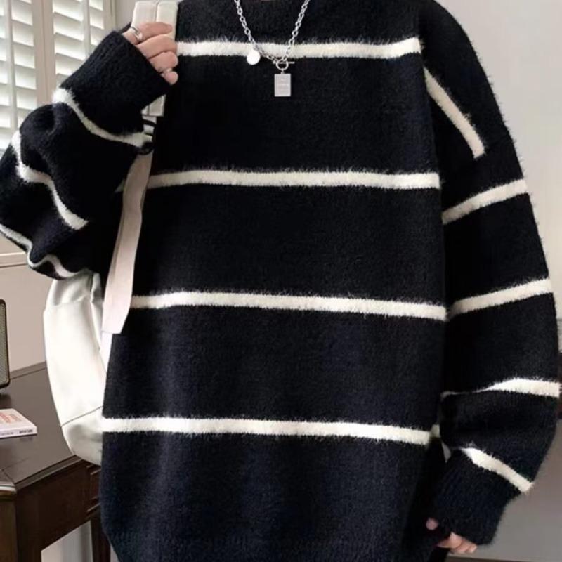 ニット メンズ ハーフジップ パーカー 秋冬 リブ 裾 ポリエステル ゆったり 深グレー 黒 ブラック ブラウン