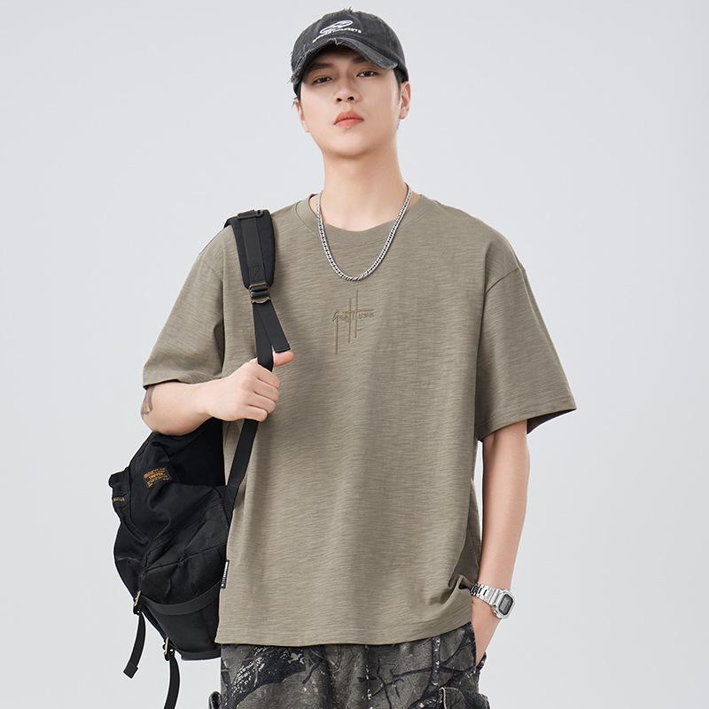 T-Shirts - Tシャツ メンズ 半袖 夏 五分袖 カットソー クルーネック 丸首 コットン混紡 ストライプ柄 ゆったり 薄手 カジュアル スタイル 部屋着